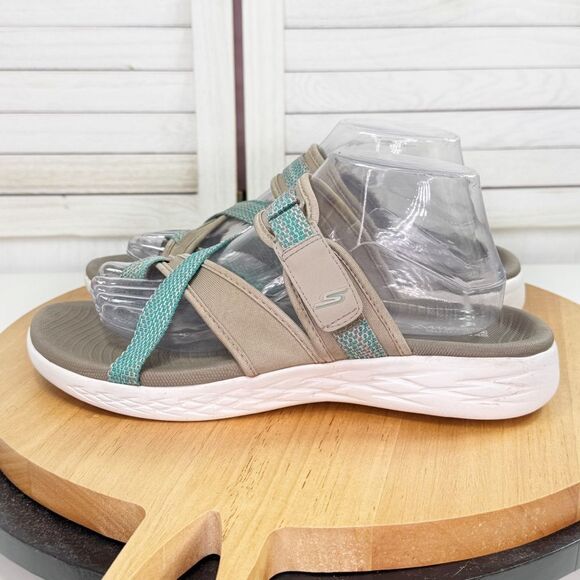 Skechers Performance On The Go 600 Glow Strappy Outdoor Sandals Taupe Green 10 - Picture 4 of 12